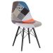 Cadeira Charles Eames Eiffel DSW estofada Patchwork com pés de madeira Preta
