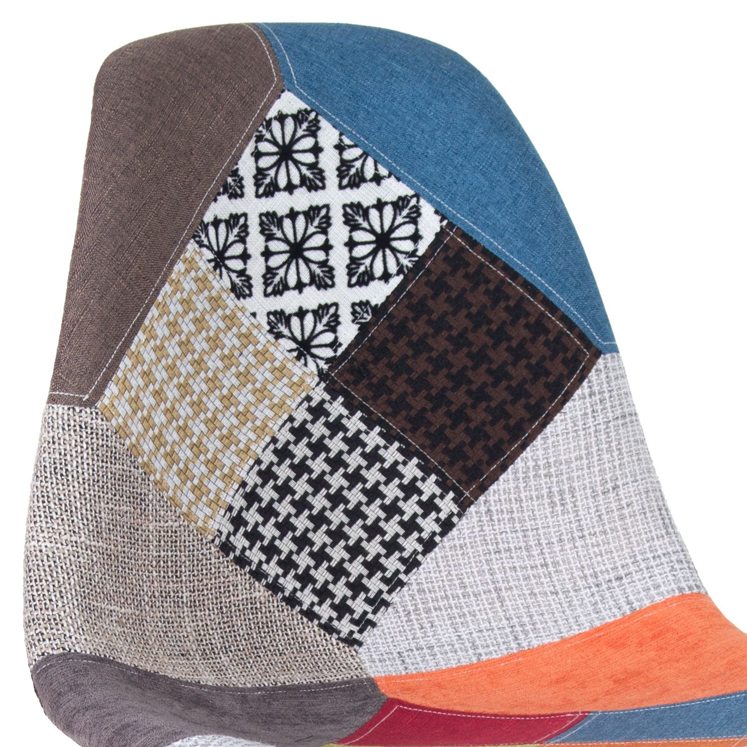 Cadeira Charles Eames Eiffel DSW estofada Patchwork com pés de madeira Preta