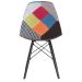 Cadeira Charles Eames Eiffel DSW estofada Patchwork com pés de madeira Preta