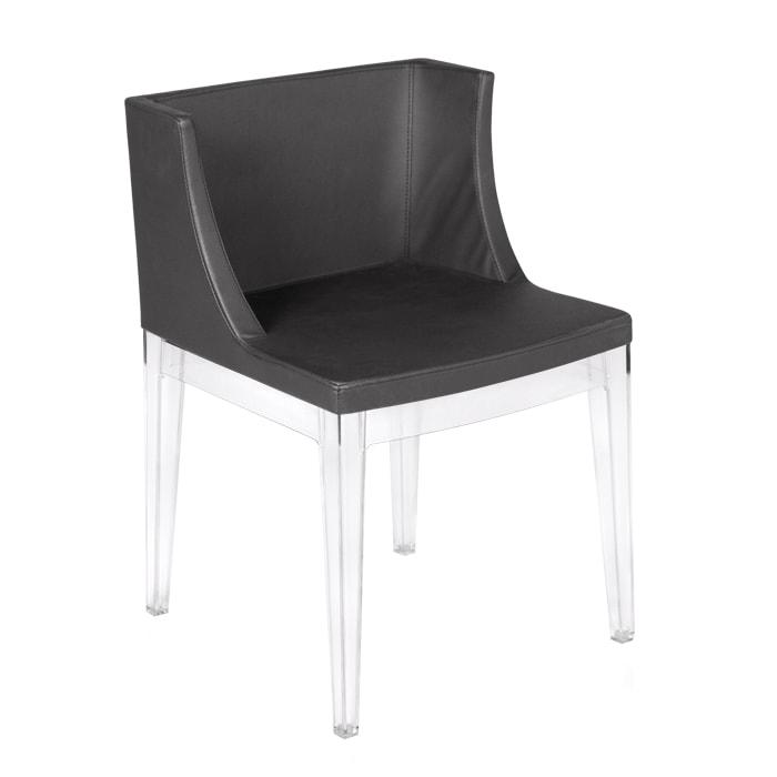 Cadeira Christie Mademoiselle Preto com base de policarbonato incolor