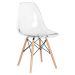 Cadeira Eames Eiffel DSW com assento acrílico e pés de madeira clara Incolor