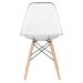 Cadeira Eames Eiffel DSW com assento acrílico e pés de madeira clara Incolor