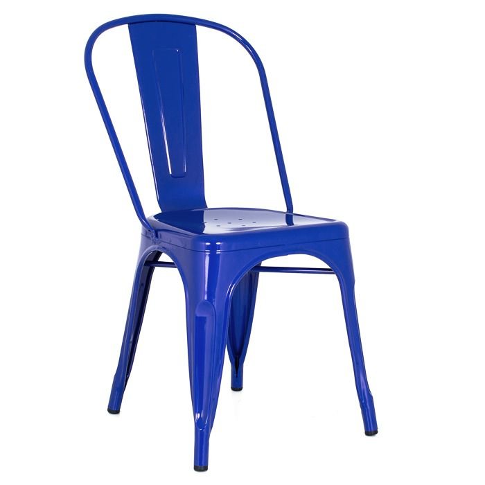 Cadeira Iron Tolix design indutrial jantar cozinha Azul escuro