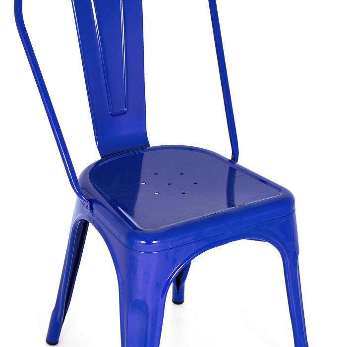 Cadeira Iron Tolix design indutrial jantar cozinha Azul escuro