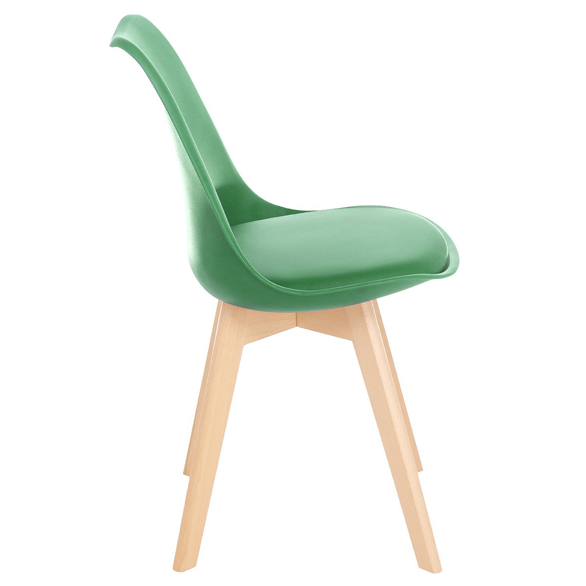 Cadeira Leda Eames jantar cozinha com assento estofado Verde bandeira