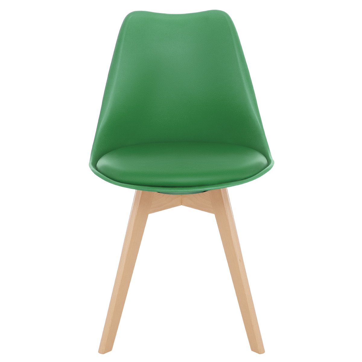 Cadeira Leda Eames jantar cozinha com assento estofado Verde bandeira