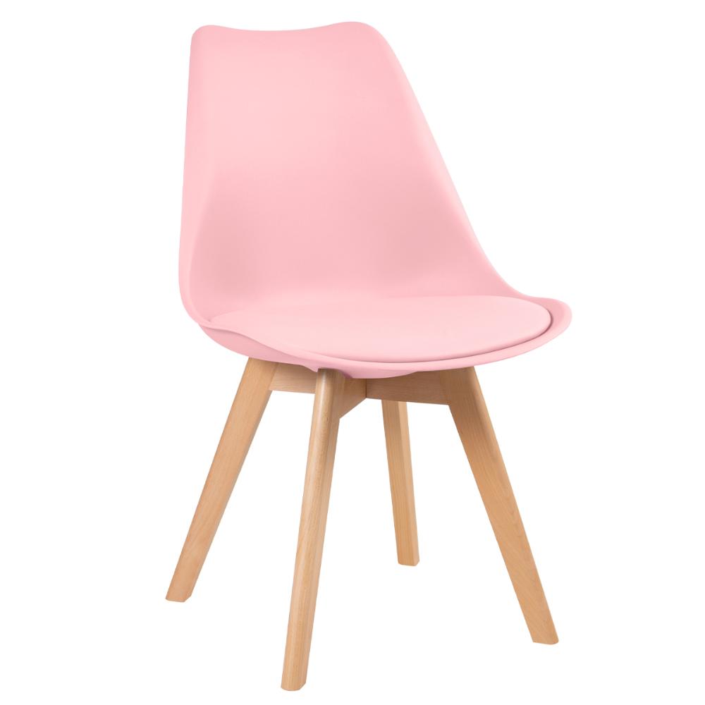 Cadeira Leda com assento estofado Rosa claro