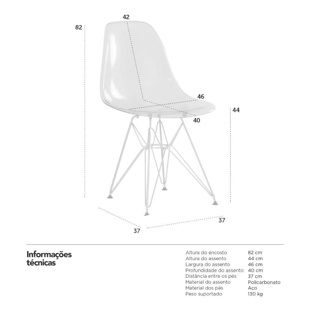 Cadeira acrílica Charles Eames Eiffel DKR com base de metal cromado Roxo translúcido