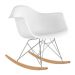 Cadeira de balanço Charles Eames RAR com pés de madeira clara Branco
