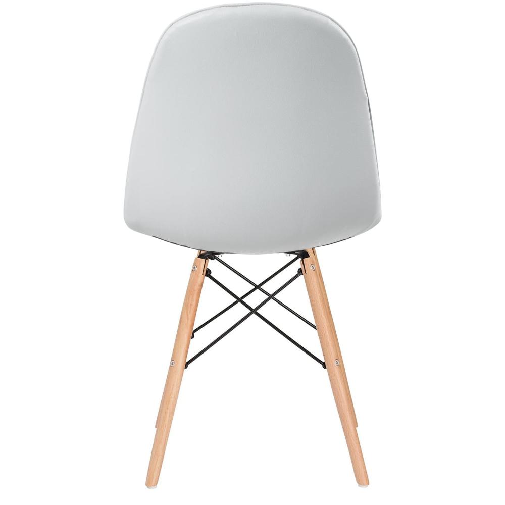 Cadeira estofada Charles Eames Eiffel Botonê com pés de madeira clara Cinza-claro