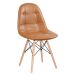Cadeira estofada Charles Eames Eiffel Botonê com pés de madeira clara Marrom caramelo