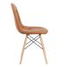 Cadeira estofada Charles Eames Eiffel Botonê com pés de madeira clara Marrom caramelo
