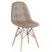 Cadeira estofada Charles Eames Eiffel Botonê com pés de madeira clara Nude