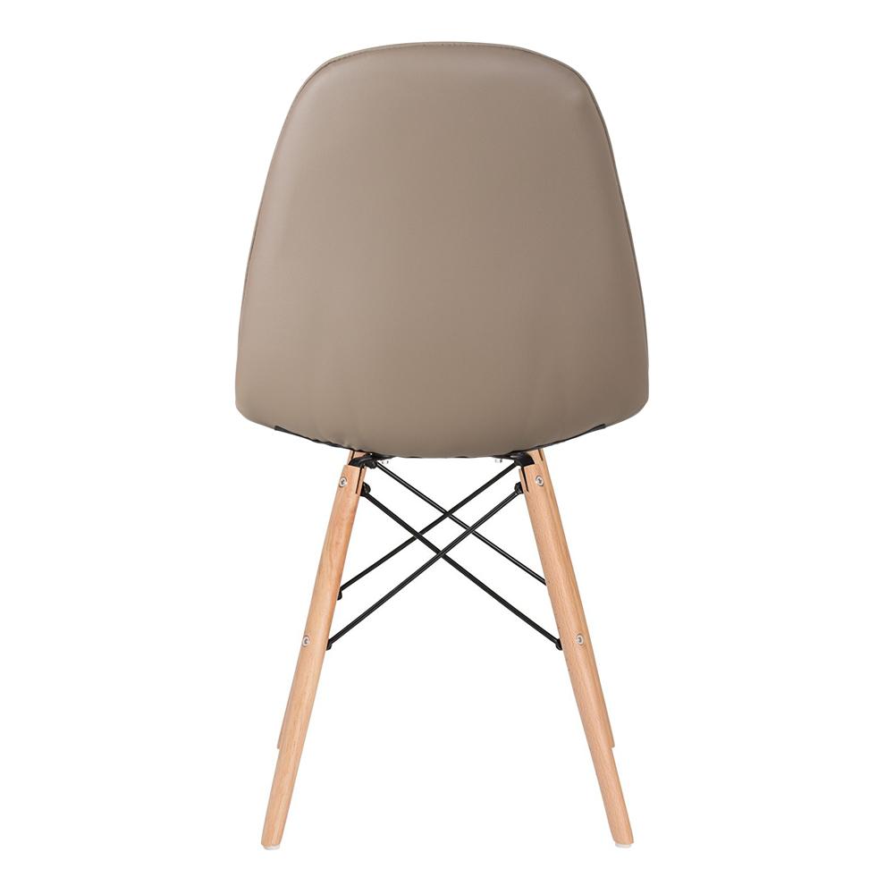 Cadeira estofada Charles Eames Eiffel Botonê com pés de madeira clara Nude