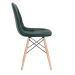 Cadeira estofada Charles Eames Eiffel Botonê com pés de madeira clara Verde escuro