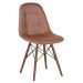 Cadeira estofada Charles Eames Eiffel Botonê com pés de madeira escura Marrom