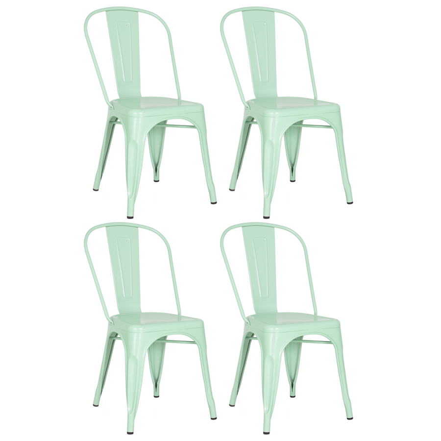 Conjunto - 4 x cadeiras Iron Tolix - Industrial - Aço - Vintage - Verde pastel