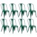Conjunto - 8 x cadeiras Iron Tolix - Industrial - Vintage - Verde floresta