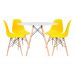 Conjunto - Mesa Eames 100 cm branco + 4 cadeiras Eames Eiffel DSW amarelo