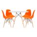 Conjunto - Mesa Eames 100 cm branco + 4 cadeiras Eames Eiffel DSW laranja