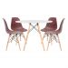 Conjunto - Mesa Eames 100 cm branco + 4 cadeiras Eames Eiffel DSW marrom
