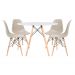 Conjunto - Mesa Eames 100 cm branco + 4 cadeiras Eames Eiffel DSW nude