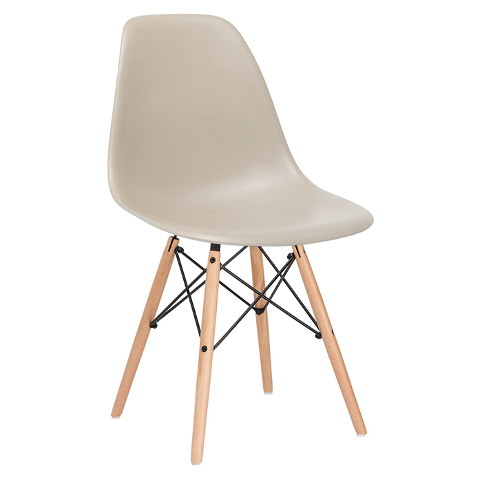 Conjunto - Mesa Eames 100 cm branco + 4 cadeiras Eames Eiffel DSW nude