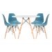 Conjunto - Mesa Eames 100 cm branco + 4 cadeiras Eames Eiffel DSW turquesa
