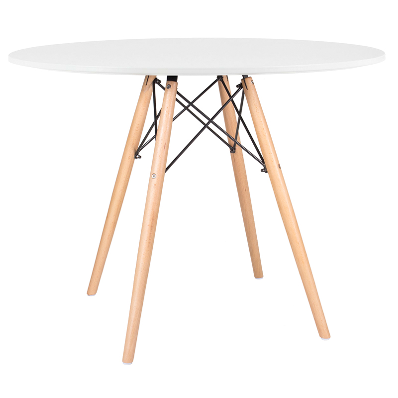 Conjunto - Mesa Eames 100 cm branco + 4 cadeiras Eames Eiffel DSW verde claro