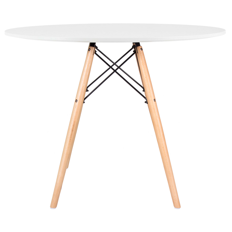 Conjunto - Mesa Eames 100 cm branco + 4 cadeiras Eames Eiffel DSW verde claro