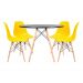 Conjunto - Mesa Eames 100 cm preto + 4 cadeiras Eames Eiffel DSW amarelo