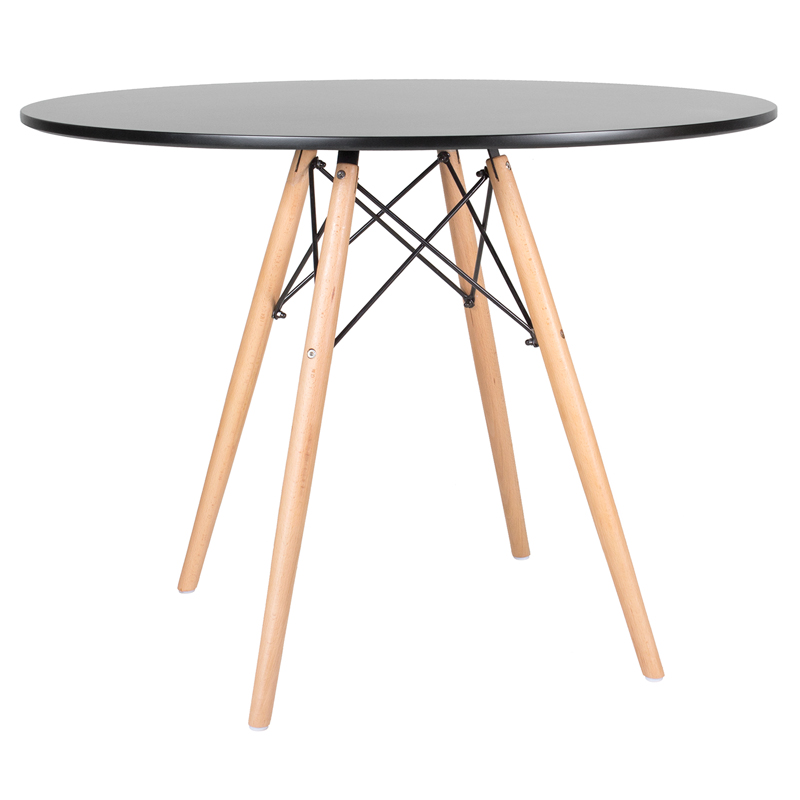 Conjunto - Mesa Eames 100 cm preto + 4 cadeiras Eames Eiffel DSW amarelo