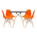 Conjunto - Mesa Eames 100 cm preto + 4 cadeiras Eames Eiffel DSW laranja