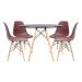 Conjunto - Mesa Eames 100 cm preto + 4 cadeiras Eames Eiffel DSW marrom