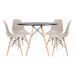 Conjunto - Mesa Eames 100 cm preto + 4 cadeiras Eames Eiffel DSW nude