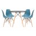 Conjunto - Mesa Eames 100 cm preto + 4 cadeiras Eames Eiffel DSW turquesa