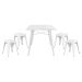 Conjunto - Mesa quadrada Tolix + 4 banquetas baixas Tolix - Metal - Branco