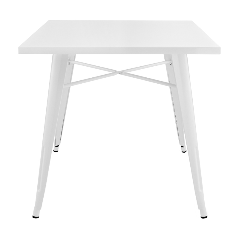 Conjunto - Mesa quadrada Tolix + 4 banquetas baixas Tolix - Metal - Branco