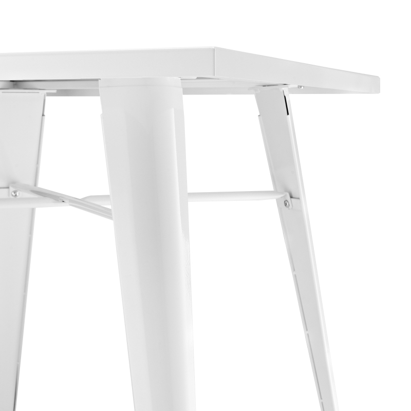 Conjunto - Mesa quadrada Tolix + 4 banquetas baixas Tolix - Metal - Branco