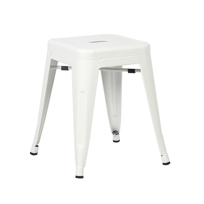 Conjunto - Mesa quadrada Tolix + 4 banquetas baixas Tolix - Metal - Branco