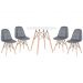 Conjunto Mesa Eames 90 cm branco + 4 cadeiras estofadas Eames Eiffel Botonê cinza escuro