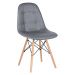 Conjunto Mesa Eames 90 cm branco + 4 cadeiras estofadas Eames Eiffel Botonê cinza escuro