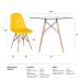 Conjunto Mesa de vidro Eames 100 cm + 4 cadeiras estofadas Eames Eiffel Botonê - Amarelo