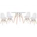 Conjunto Mesa de vidro Eames 100 cm + 4 cadeiras estofadas Eames Eiffel Botonê - Branco