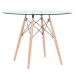 Conjunto Mesa de vidro Eames 100 cm + 4 cadeiras estofadas Eames Eiffel Botonê - Branco