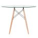 Conjunto Mesa de vidro Eames 100 cm + 4 cadeiras estofadas Eames Eiffel Botonê - Branco