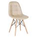 Conjunto Mesa de vidro Eames 100 cm + 4 cadeiras estofadas Eames Eiffel Botonê - Nude