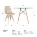 Conjunto Mesa de vidro Eames 100 cm + 4 cadeiras estofadas Eames Eiffel Botonê - Nude
