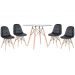 Conjunto Mesa de vidro Eames 100 cm + 4 cadeiras estofadas Eames Eiffel Botonê - Preto