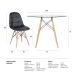 Conjunto Mesa de vidro Eames 100 cm + 4 cadeiras estofadas Eames Eiffel Botonê - Preto
